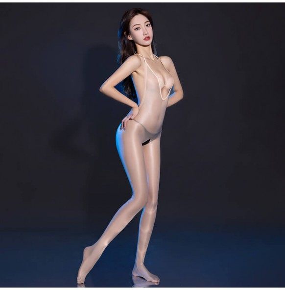 FEE ET MOI - Sexy Deep V Sheer Glossy Crotchless Bodystocking (Skin Colour) FEE ET MOI - Sexy Deep V Sheer Glossy Crotchless Bodystocking (Skin Colour)